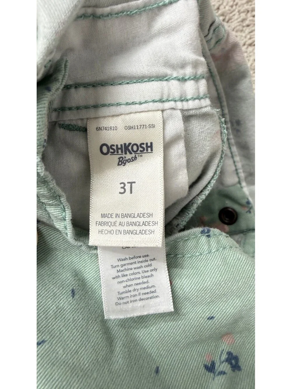 OshKosh B'gosh Floral Print Green Overalls for Toddler Size 3T